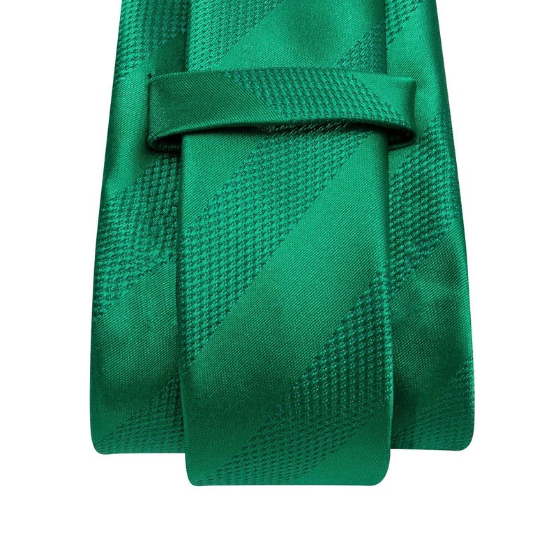 Dubulle Mens Tie Set Solid Paisley Silk Striped Necktie for Men with Cufflinks Tie and Pocket Square,Kelly Green - Image 3